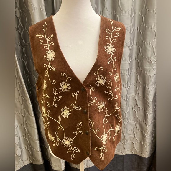 Vintage Jackets & Blazers - Vintage Brown Leather Vest